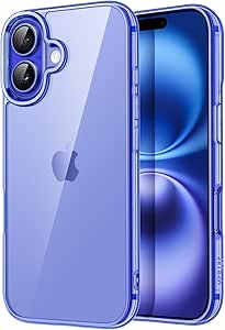 JETech Case for iPhone 16 6.1-Inch, Non-Yellowing Shockproof Phone Bumper Cover, Anti-Scratch Clear Back (Ultramarine)