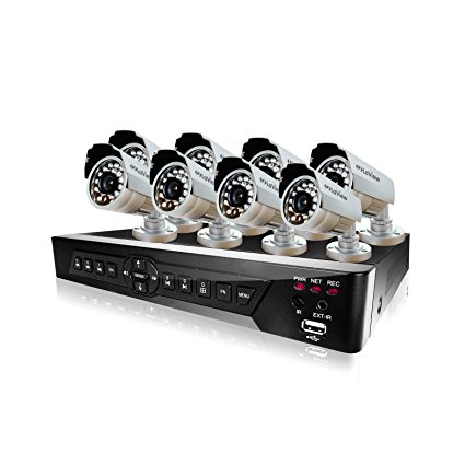 LaView 8 Camera Security System, D1 RealTime 8 Channel DVR w/1TB HDD and 8 Bullet 600TVL Day and Night Indoor/Outdoor Surveillance Kit