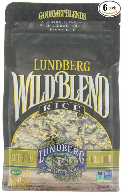 Lundberg Wild Blend Gourmet Blend of Wild and Whole Grain Brown Rice Gluten Free 16-Ounce Bags Pack of 6 Package May Vary