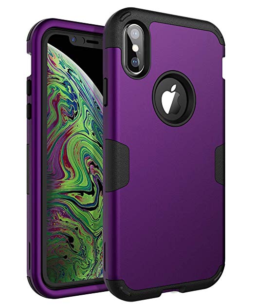 TOPSKY iPhone Xs MAX 6.5 inch Case Three Layer Shockproof Protection High Impact Resistant Protective Phone Cover,Purple