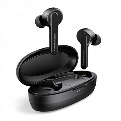 SoundPEATS True Wireless Earbuds, Bluetooh V5.0 Headphones in-Ear TWS Bluetooth Earphones Auto-Pair Wireless Headphones with High Definition Mic (Stereo Sound, Smart Touch,IPX5, 24 Hours Playtime)