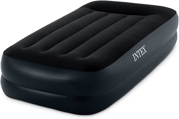 Intex Pillow Rest Raised Airbed with Built-in Pillow and Electric Pump, Twin, Bed Height 16.5"