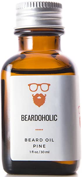 Beardoholic Beard Oil – 7 All-Natural Ingredients – Faster and Thicker Beard Growth – Eliminates Itch and Dandruff Instantly – Pine Scented Beard Growth Oil - 30 ml Leave-in Conditioner and Softener