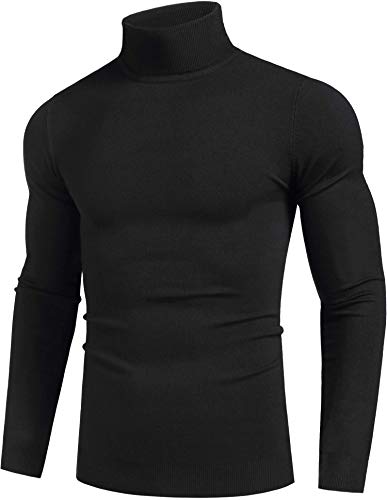 KINGBEGA Mens Turtleneck Sweaters Slim Fit Basic Knitted Thermal Tops Casual Long Sleeve Pullover Sweater