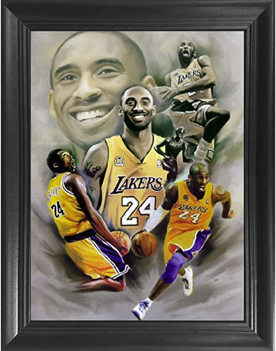 Kobe Bryant Poster Wall Art Decor Framed Print (2D) | 14.5 x 18.5 | LA Lakers Posters & Pictures | NBA All Star Basketball Legend | Black Mamba | Memorabilia Gifts for Guys & Girls Bedroom Walls