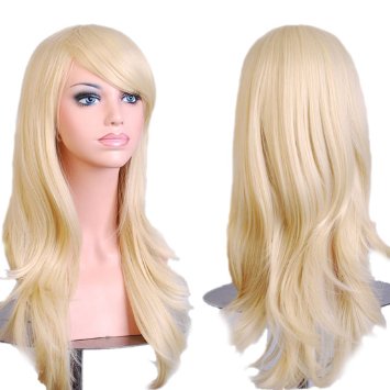 Outop 28 "Women's Hair Wig New Fashion Long Big Wavy Hair Heat Resistant Wig for Cosplay Party Costume (Light Blonde)