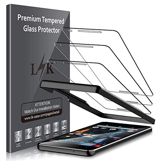 [3 Pack] LK Screen Protector for Google Pixel 2 Tempered Glass HD-Clear Anti-Scratch (Easy Installation Frame) with Lifetime Replacement Warranty