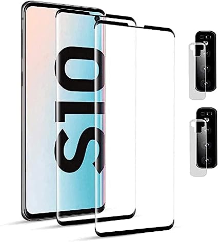 YYST For Samsung Galaxy S10 HD Screen Protector   Camera Lens Protector, Support Fingerprint Unlock, [2 2 Pieces] 3D Full Coverage, 9H Hardness, Scratch Resistance, Compatible with Galaxy S10