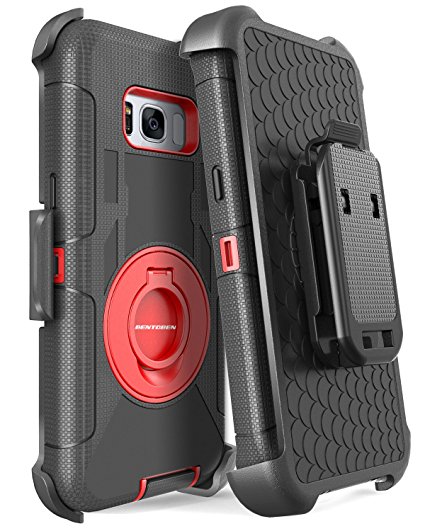 Galaxy S8 Plus Case, Samsung Galaxy S8 Plus Case, BENTOBEN Shockproof Heavy Duty Kickstand Belt Clip Hybrid Full Body Rugged Holster Protective Case for Samsung Galaxy S8 Plus (6.2 inch), Black/Red