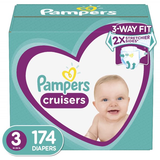 Pampers Cruisers Active Fit Taped Diapers, Size 3, 174 Ct