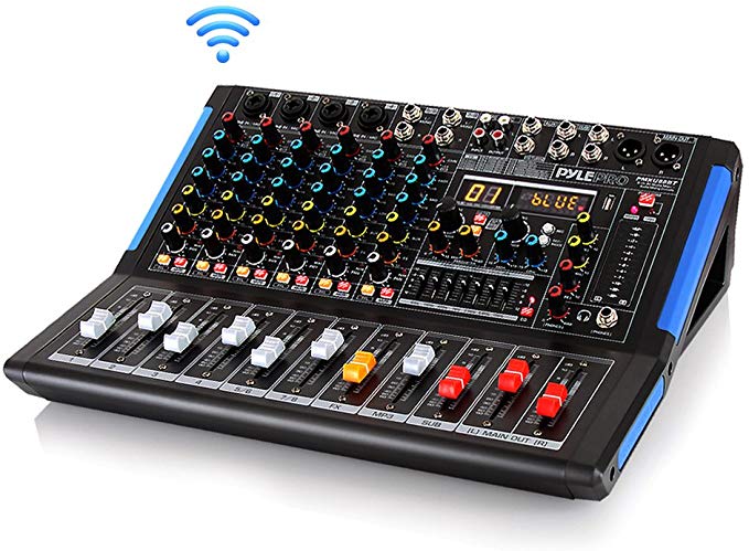 8-Channel Bluetooth Studio Audio Mixer - DJ Sound Controller Interface w/ USB Drive for PC Recording Input, XLR Microphone Jack, 48V Power, RCA Input/Output for Professional and Beginners - PMXU88BT