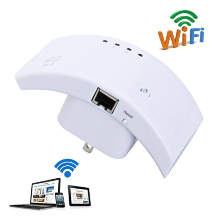 XINGDONGCHI Wireless-N Mini Wifi Repeater WLAN 802.11n/b/g Network Range Expander 300m 2dbi Antennas Signal Boosters Wps (White)