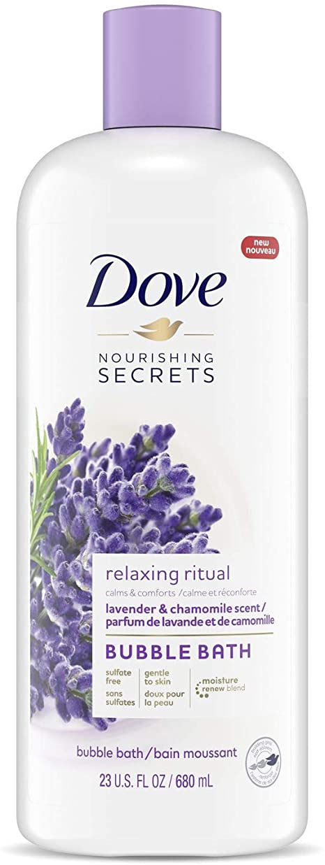 Dove Nourishing Secrets Bubble Bath to calm and comfort Lavender and Chamomile leaves skin feeling soft and smooth 680 ml