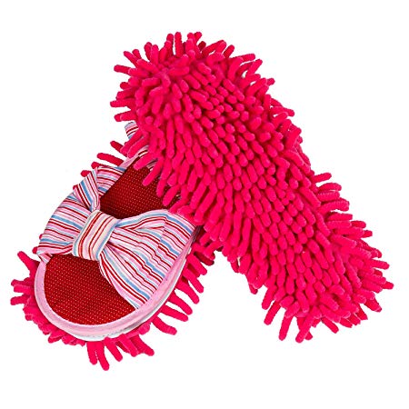LEMNUY Duster Mop Slippers - House Dust Polishing for Floor Cleaning, Chenille Microfiber Cover, Genie Multi - Surface Cleaner, Kitchen Clean Tool, Assorted Colors - women size 6-9, 1 Pair