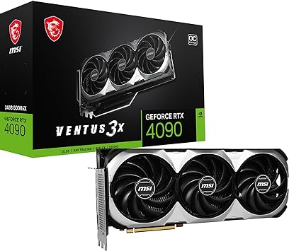 MSI GeForce RTX 4090 Ventus 3X 24G OC Gaming Graphics Card - 24GB GDDR6X, 2595 MHz, PCI Express Gen 4, 384-bit, 3X DP v 1.4a, HDMI 2.1a (Supports 4K & 8K HDR)