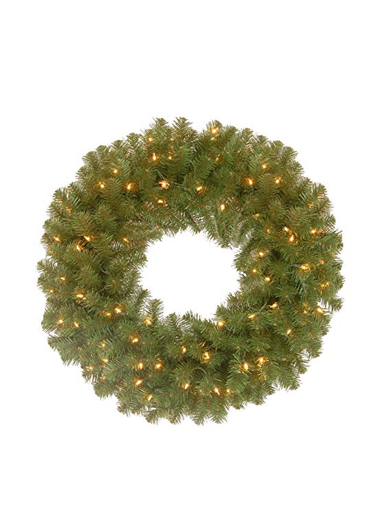 National Tree 24 Inch North Valley Spruce Wreath with 50 Battery Operated Dual Color LED Lights (NRV7-300D-24WB1)