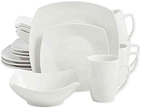 Soft Square 16-Piece Dinnerware Set in White