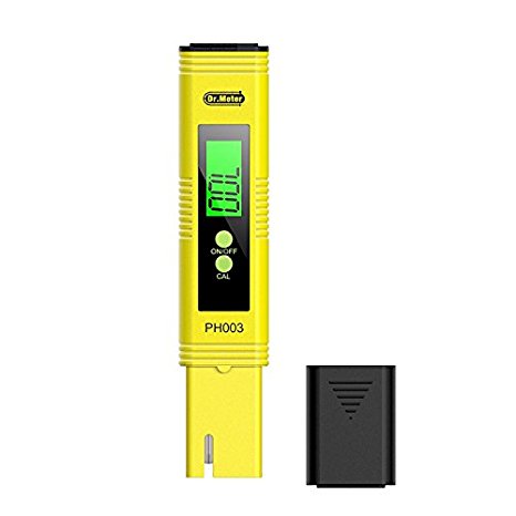 Dr.meter PH003 Digital pH Meter pH Tester with pH buffer powder pH Test Strips Auto Calibration Button 0-14 pH Testing