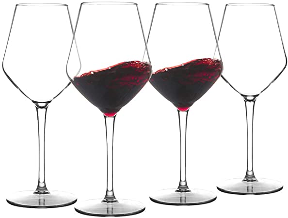 MICHLEY Unbreakable Stemmed Wine Glass 100% Tritan Dishwasher Safe Glassware 15 oz, Set of 4