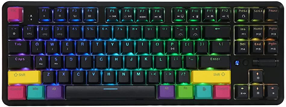 EPOMAKER Ajazz K870T Hot Swappable 87 Keys Bluetooth Wireless Mechanical Keyboard with RGB Backlit, Type C Cable, 2000mAh Battery, Wheel Button Control for Game/Office(Hotswap Red Switch, Black)