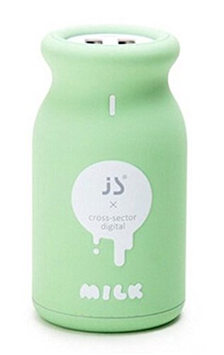 Portable Battery,JS 10000mAh/3.7v Ultra-Compact Portable Milk Bottle-Sized External Power Bank Battery Charger Pack for iPhone 6/5/4 iPad iPod Samsung Devices Smart Phones Tablet PCs (Green)