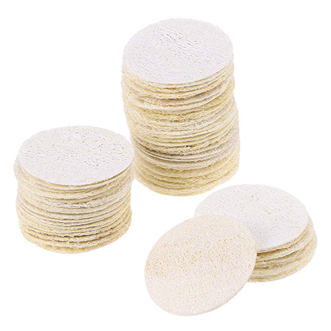 Frcolor 50pcs Loofah Pads exfoliating loofah sponge Reusable Makeup Removal face pads