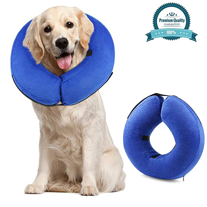 ONSON Protective Inflatable Cone Collar for Dogs and Cats, Adjustable Soft Pet Recovery E-Collar, Not Block Vision E-Collar, Medium