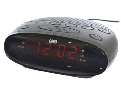 GOSO Digital Alarm Clock Radio with LED Display, Digital AM/FM Tuner, Sleep & Snooze Functions and Battery Backup