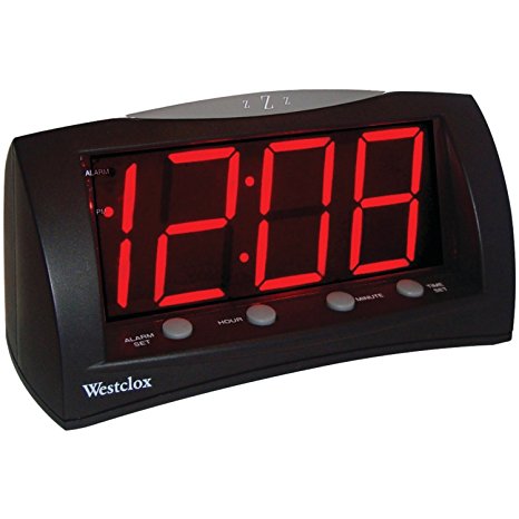 Westclox Red Display LED Alarm Clock, Black 66705