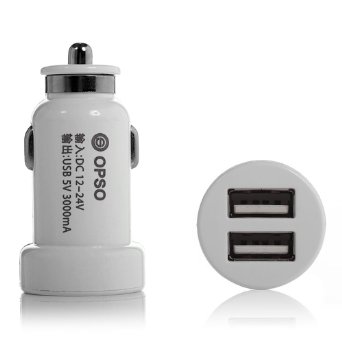 OPSO Car Charger 15W 3A Dual USB Rapid Charger Portable Vehicle Power Adapter for iPhone 6  6 Plus iPad Air 2  mini 3 Galaxy S6  S6 Edge Nexus HTC Motorola Nokia and More - White