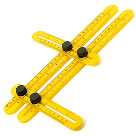 Angle Template Tool #1 RETOOLS with Metal thread on the knobs - Plastic Angleizer - Super Angle Finder & Multi-Angle Measuring Ruler for Handymen, Builders, Tilers, Craftsmen and DIY-ers