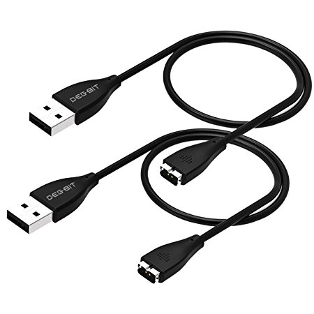 Fitbit Charge HR Cable [2 Pcs], DEGBIT® [Lifetime Warranty] Fitbit Charge HR Charger Charging Cable, Replacement Fitbit Charge HR USB Charger Charging Cable for Fitbit Charge HR Band Wireless Activity