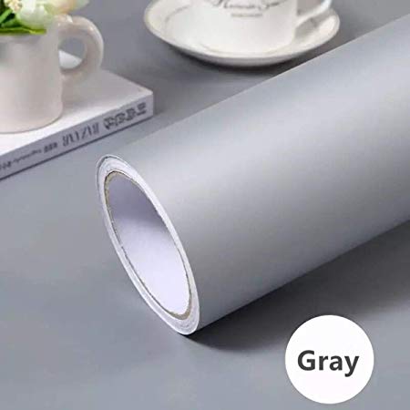 Gray Self-Adhesive Wallpaper SelfAdhesive Film Stick Paper Easy to Apply Peel and Stick Wallpaper Stick Wallpaper Shelf Liner Table and Door Reform 15.75 Inch by 9.8 Feet