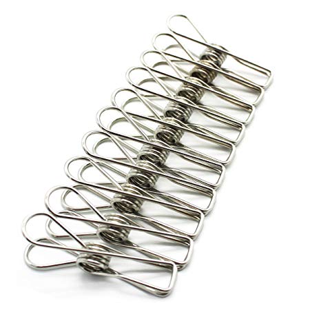 Alohha 50-Pack Clothes Pins,Durable Multi-purpose Utility Stainless Steel Clothes Clips Hooks Pins for Home Office