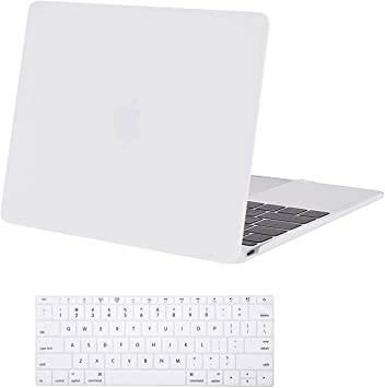 MOSISO Compatible with MacBook 12 inch Case with Retina Display (Model: A1534, Release 2017 2016 2015), Plastic Hard Shell Case & Keyboard Cover Skin, White