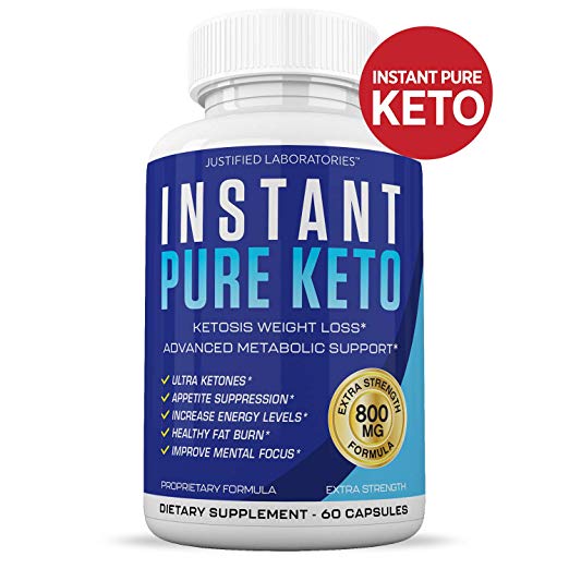 Instant Pure Keto Pills Advanced BHB Boost Ketogenic Supplement Exogenous Ketones Ketosis for Men Women 60 Capsules 1 Bottle