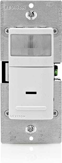 Leviton IPS15-1LZ Decora Motion Sensor In-Wall Switch, Auto-On, 15A, Single Pole or 3-Way/Multi-sensor w/ Remote, White/Ivory/Light Almond