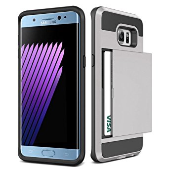 Galaxy S5 Case,JOBSS [Card Pocket] Shock Absorbing Dual Protective Wallet ID Card Holder Carrying Pouch Satin Finish Case Cover Shell For Samsung Galaxy S5 S V I9600 GS5 All Carriers[Silver]