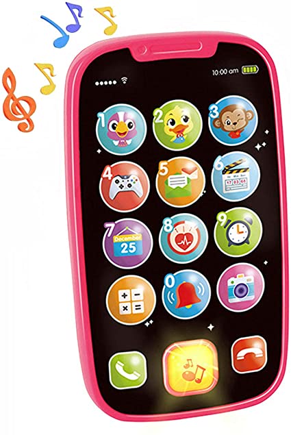 HOLA Baby Cell Phone Toys for 1 Year Old Girl, My First Learning Baby Phone Toy, Lights Music Play Phone for Babies Kids Toddlers Learning Educational Gifts, Pink