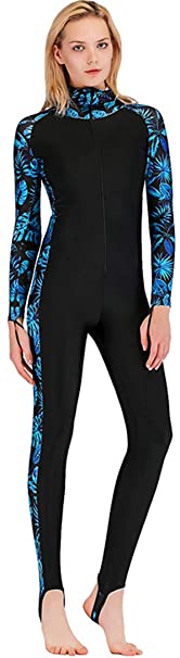 Micosuza Full Body Swimsuit Swim Suit Full Coverage - Long Legs Long Sleeves for Women UV Sun Protection One Piece Rash Guard