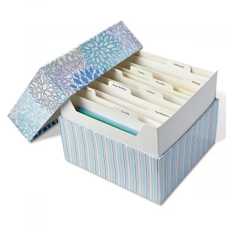 Cool Floral Greeting Card Organizer Box - 9" x 9-1/2"W x 7" H, Holds 140  Cards (not Included)