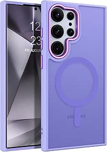 BENTOBEN Magnetic for Samsung Galaxy S24 Ultra Case [Compatible with Magsafe], Transparent Matte Slim Case Shockproof Yellowing Resistant Women Men Protective Cover for Galaxy S24 Ultra 6.8", Purple