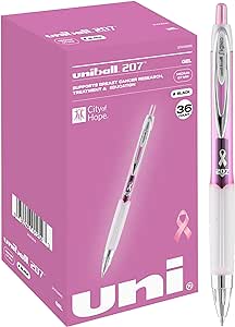 Uniball Signo 207 Pink Ribbon Gel Pen 36 Pack, 0.7mm Medium Black Pens, Gel Ink Pens | Office Supplies by Uniball are Pens, Ballpoint Pen, Colored Pens, Gel Pens, Fine Point, Smooth Writing Pens