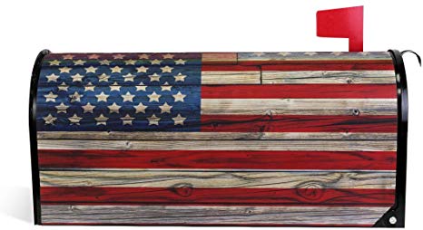 Naanle Patriotic American Flag Magnetic Mailbox Cover, 4th of July Star and Stripe Mailbox Wrap Home Decorative for Standard Size 20.8”(L) x 18”(W)