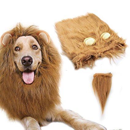 Dog Lion Mane,Gimilife Lion Mane Wig Costumes for Medium to Large Sized Dog With Ears & Tail, Fancy Lion Hair For Holiday Photo Shoots Party Festival Occasion