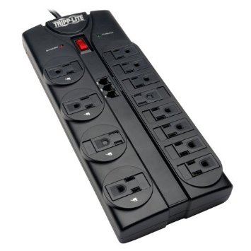 Tripp Lite 12 Outlet Surge Protector Power Strip Tel/Modem 8ft Cord Right Angle Plug (TLP1208TEL)