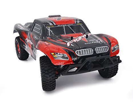 KELIWOW 1/12 Scale RC Truck 2.4GHz 4WD Remote Control Vehicles, Upgrade Version with Brushless Motor 40 MPH Fast Off-road Racing Car RTR (KWC01-Red)