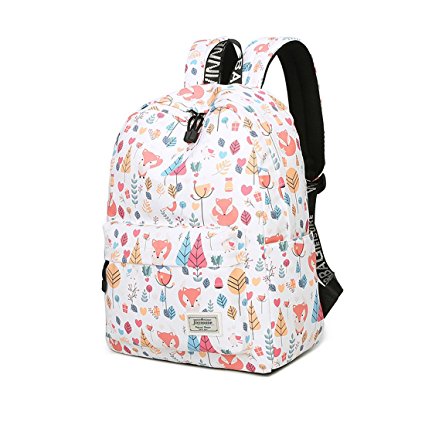 Joymoze Waterproof Leisure Student Backpack Cute Pattern School Book Bag for Girls Fox 841