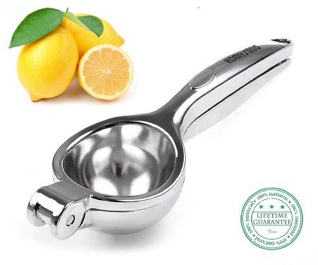 HomySnug(TM) 18/10 Stainless Steel Lemon Juicer - Lime/Citrus/Lemon Squeezer - Manual Lime Press with Easy Grip Heavy Duty Handles
