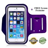 Lifetime Warranty  FREE Screen Protector Eco-Friendly Tribe Sports Running Armband  Key Holder Anti Slip Sweat Resistant For Apple iPhone 6 Plus 55 Samsung Galaxy S4 S5 Note 3 iPhone 6 Plus Purple